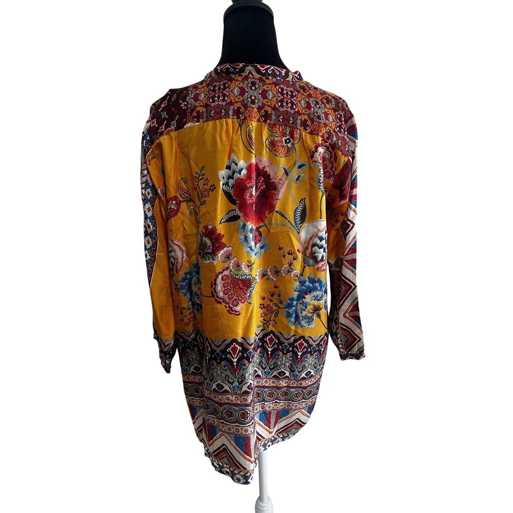 Johnny Was Sasha Maine Silk Tunic S Floral Embroidered Boho Luxe Blouse Peasant - Picture 4 of 8